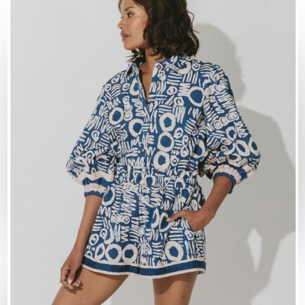 Cleobella Kayin Short Linen Blend Isla Print Size M